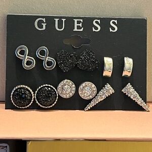 Guess Black and Silver Earring Collection